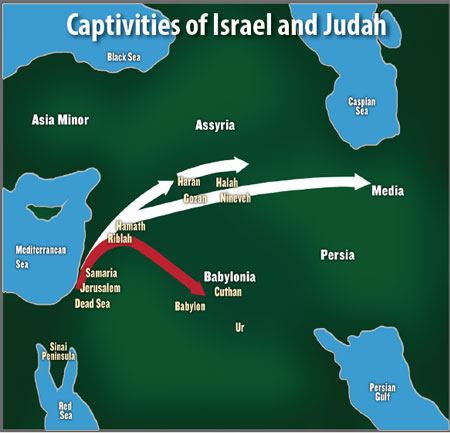 map - Captivities of Israel and Judah