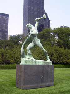 UN swords into plowshares statue