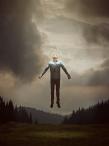 Man being lifted up or raptured