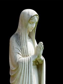 White stone statue of Mary