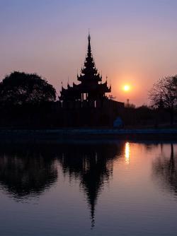 Royal palace of Myanmar at sunset