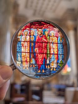 Stained glass in magnifying glass