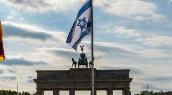 Israeli flag is flown in front of the Brandenburg Gate