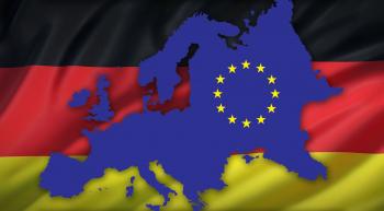 german flag with europe superimposed upon it