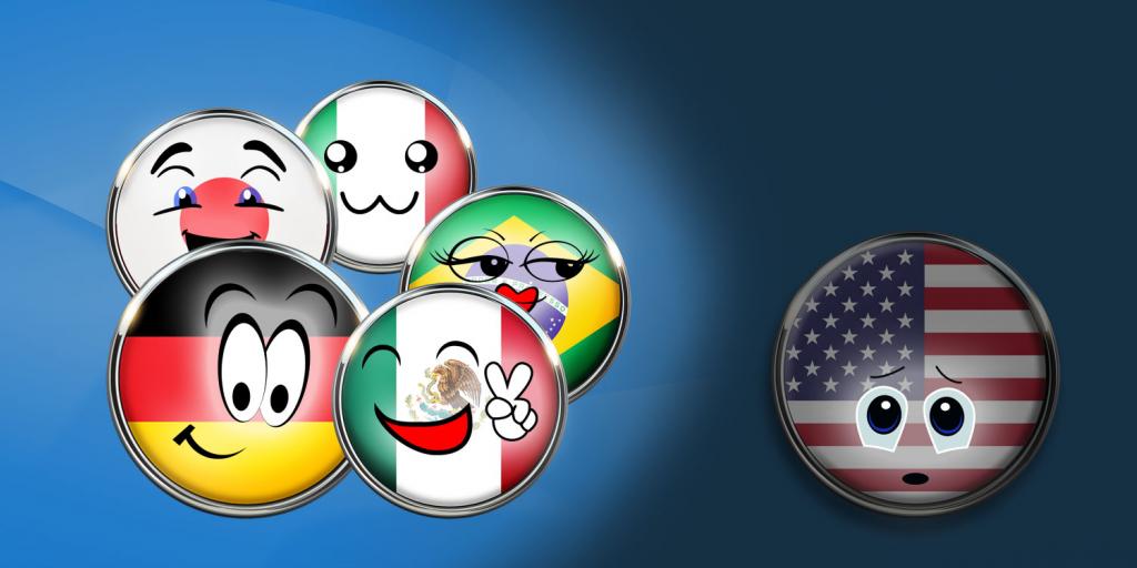 cartoon flags smiling and a sad american flag