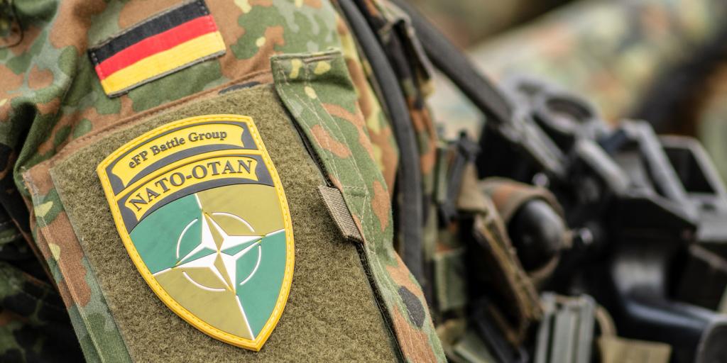 NATO patch on the shoulder of a German soldier