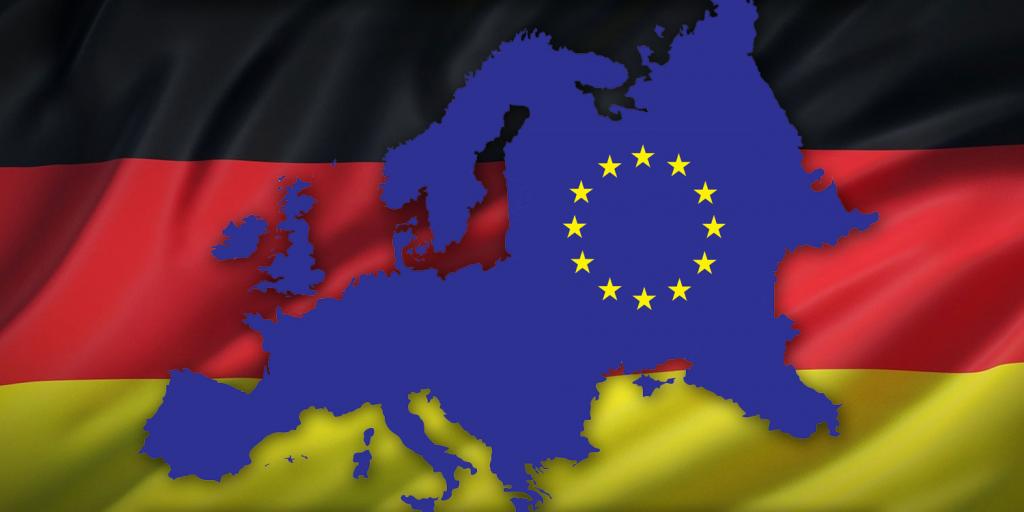 german flag with europe superimposed upon it