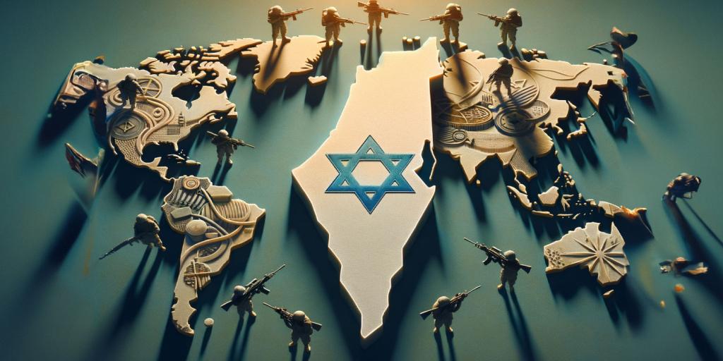 nation of Israel surrounded by toy soldiers holding guns