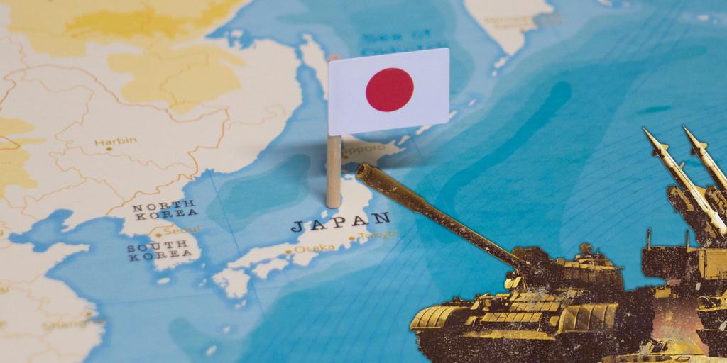 Map showing Japan with some tanks and missile launchers