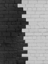 Black and white bricks divided wall