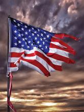 Tattered American flag second civil war