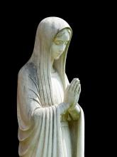 White stone statue of Mary