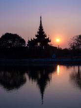 Royal palace of Myanmar at sunset