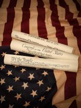 United States flag and documents