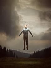 Man being lifted up or raptured