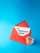 Letter and Envelope with Dear Tomorrow's World text