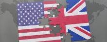 flags of the UK and the US as puzzle pieces fitting together