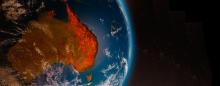 artist rendering the continent of australia ablaze