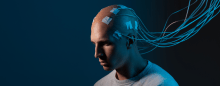 man with electrodes attached to his head