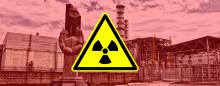 chernobyl nuclear reactor with radioactive sign