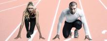 man vs. woman on the track