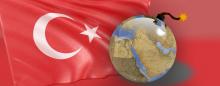 Turkey flag and bomb with middle east printed on it